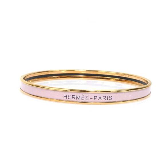 Hermès HERMES bangle bracelet in enamel metal/enamel gold/light pink women...